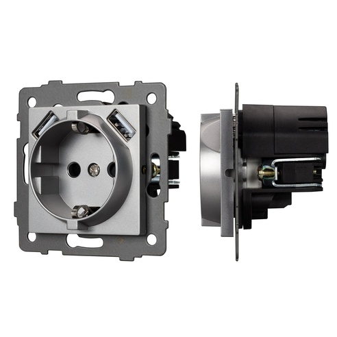 Механизм розетки с USB зарядкой SCT-MUAA-PL-GR-V (250V, 16A) (Arlight, -)