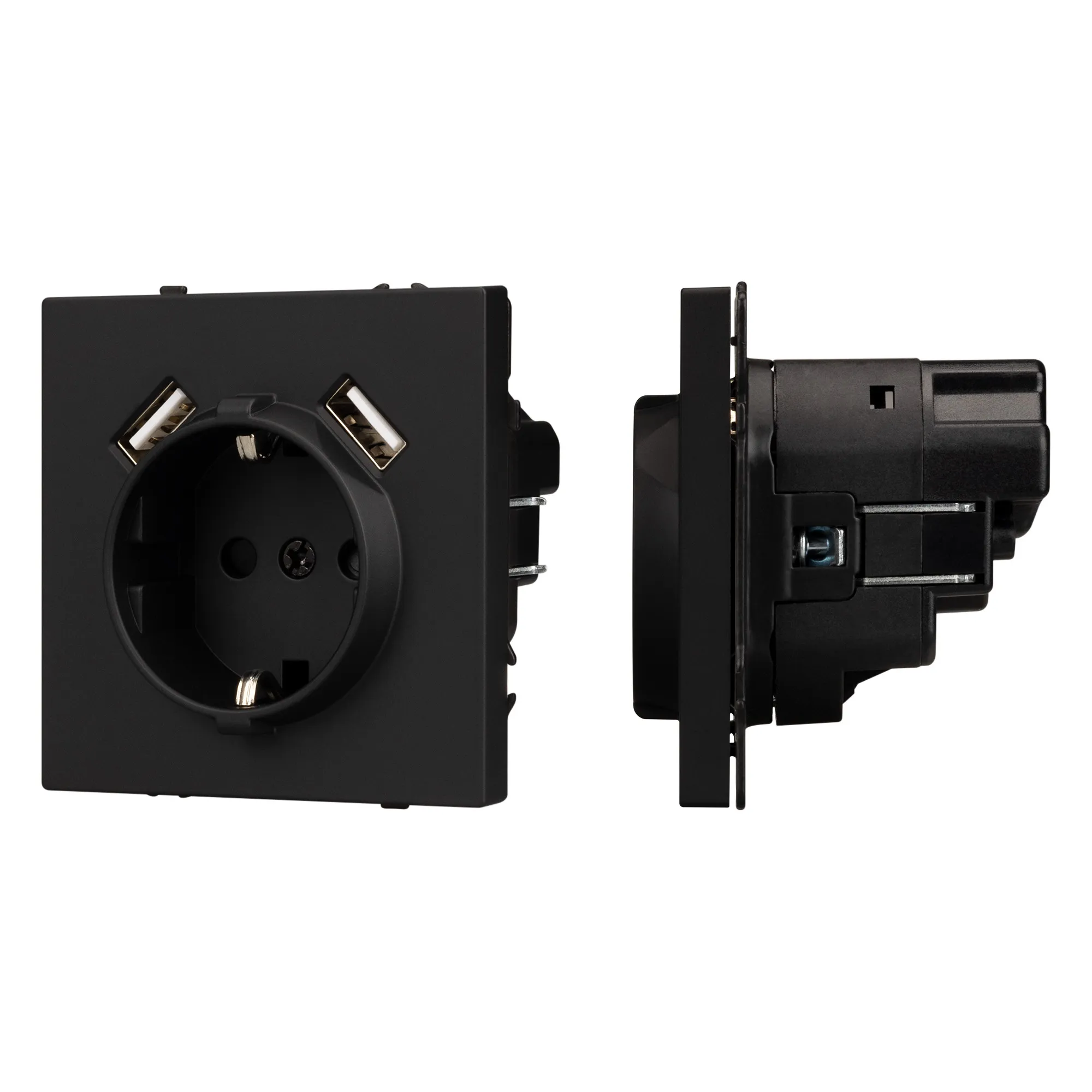 Механизм розетки с USB зарядкой SCT-NOBE-MUAA-SFPL-BK (230V, 16A) (Arlight, -) - изображение товара