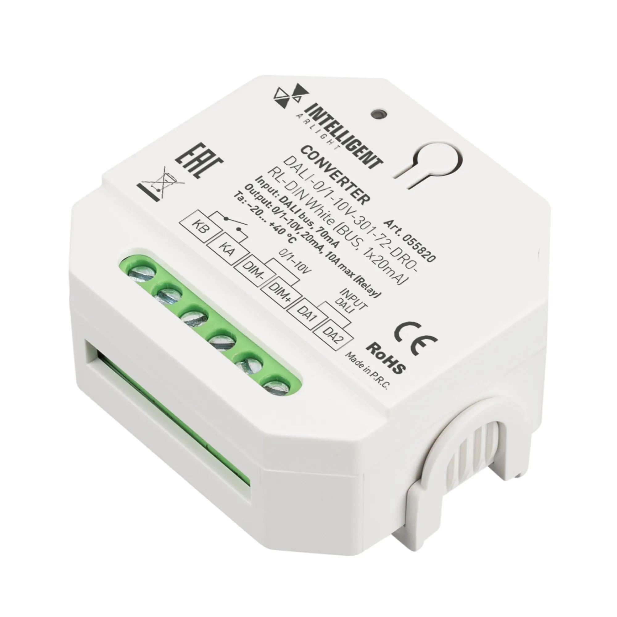 INTELLIGENT ARLIGHT Конвертер DALI-0/1-10V-301-72-DRO-RL-DIN White (BUS, 1x20mA) (IARL, IP20 Пластик, 5 лет) - изображение товара